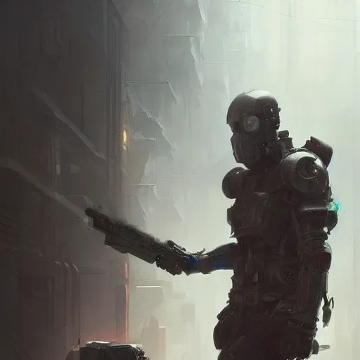 Image similar to cybernetics, dystopian future, chiaroscuro, high detail, painted by greg rutkowski, painted by igor kieryluk, painted by bobby chiu, trending on artstation