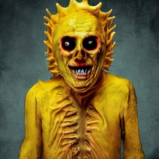 Image similar to yellow king afraid of horror cosmic bizarre and creepy