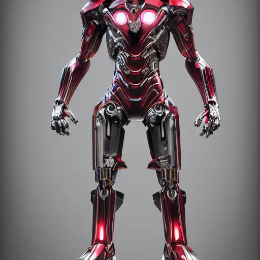 Prompt: ultron from avengers age of ultrom, model magazine, versace, gucci magazine, cover magazine, photorealistic, 8k, unreal engine 5