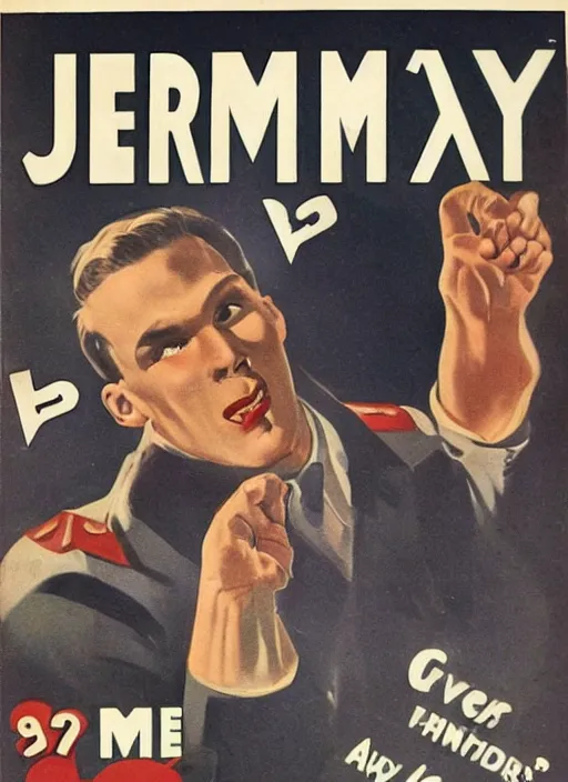 Prompt: Jerma985 is rapidly approaching your location, 1940s scare tactic propaganda art