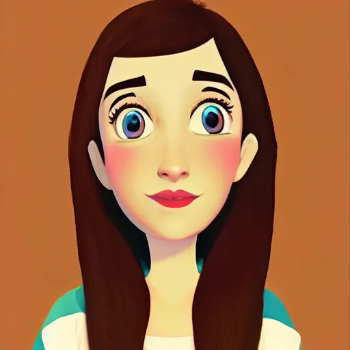 Prompt: a portrait of a beautiful young lady, in the style of pixar, by pixar