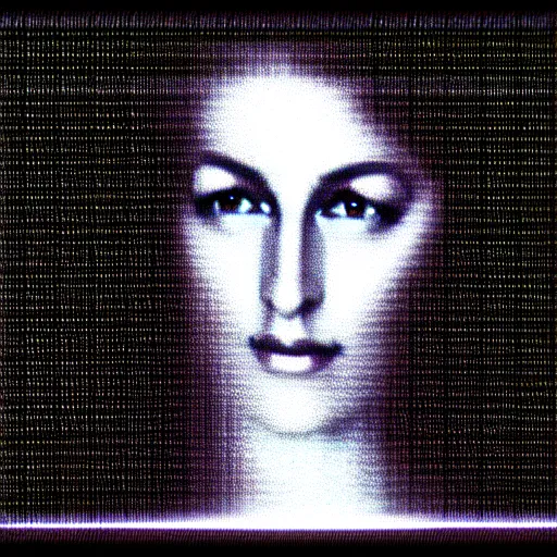 Image similar to vhs static overlay of marian apparition, vhs, 1 9 9 0, highly realistic, highly detailed, vhs noise static, black and white, vhs glitch