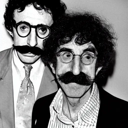 Prompt: Woody Allen with Frank Zappa\'s mustache