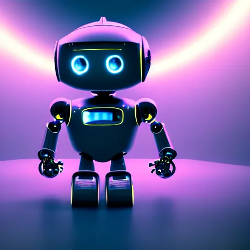 Image similar to a cute little robot in a space. super realistic 8 k render of a dark hooded powerful elegant, cinematic composition