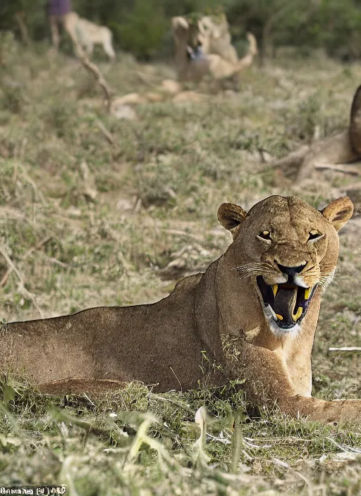 Prompt: destructive snowball in the forests of north africa, among the lions - crocodiles