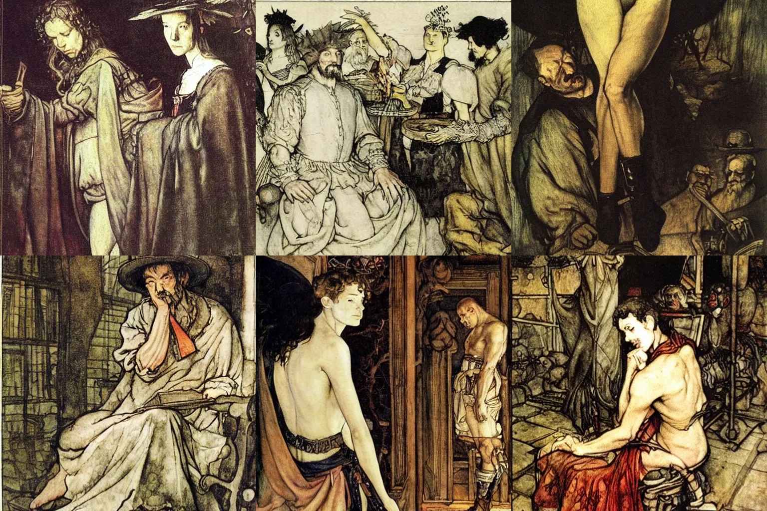 Prompt: knowledge and ignorance. painting by diego velazquez, arthur rackham and milo manara