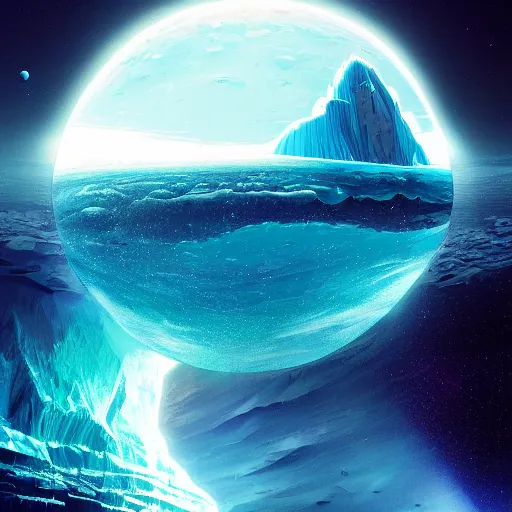 Image similar to an exposed iceberg floating in space with the universe inside, by anato finnstark, by alena aenami, by john harris, by ross tran, by wlop, by andreas rocha