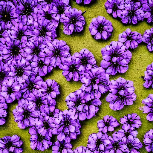 Image similar to closeup photo of single petal of purple flowers flying above a city, aerial view, shallow depth of field, cinematic, 8 0 mm, f 1. 8