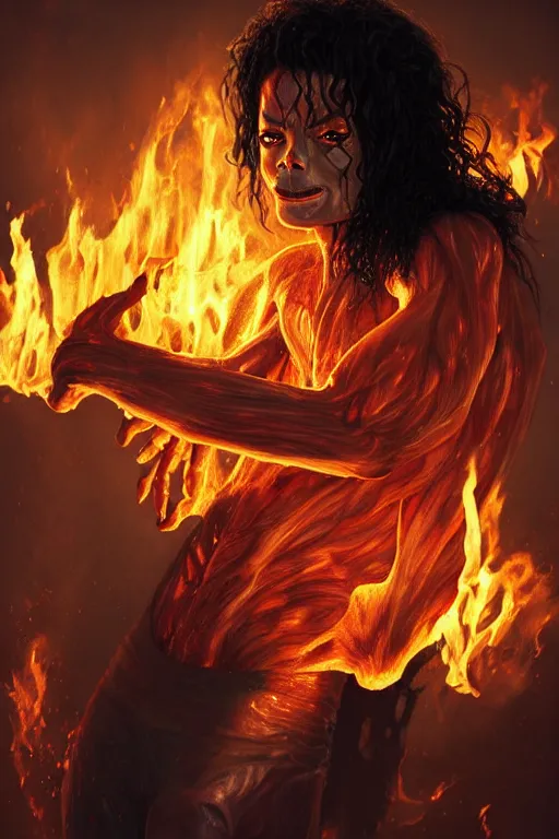 Prompt: michael jackson cooking a bbq as a demon in hell, anatomy, bathed in light, highly detailed, photorealistic, artstation, smooth, sharp focus, illustration, unreal engine 5, 8 k, art by artgerm and greg rutkowski and edgar maxence