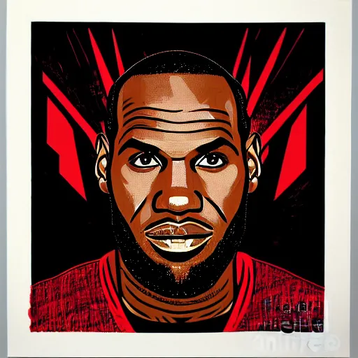 Image similar to Portrait of Lebron James by Shepard Fairey