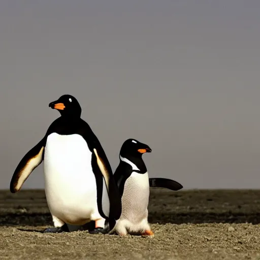 Prompt: penguin that is riding a horse, the penguin rides a horse, horse that is being ridden by a penguin, horse!!