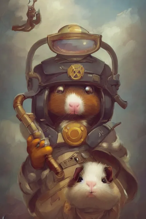 Image similar to cute little anthropomorphic Guinea Pig Pilot , tiny, small, short, Pilot outfit, cute and adorable, pretty, beautiful, DnD character art portrait, matte fantasy painting, DeviantArt Artstation, by Jason Felix by Steve Argyle by Tyler Jacobson by Peter Mohrbacher, cinematic lighting