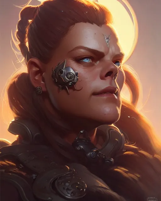 Image similar to brigitte from overwatch, character portrait, concept art, intricate details, highly detailed by greg rutkowski, michael whelan and gustave dore