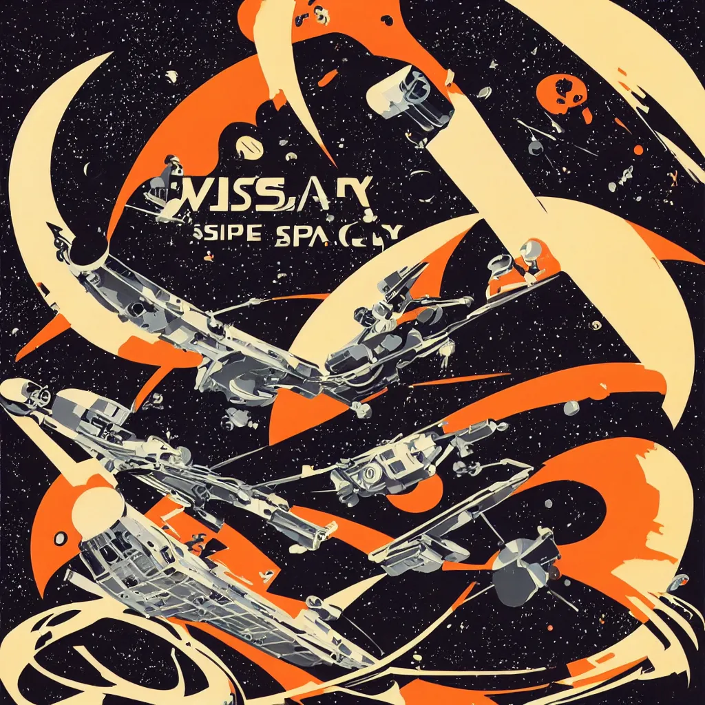 Prompt: emissary space logo by syd mead