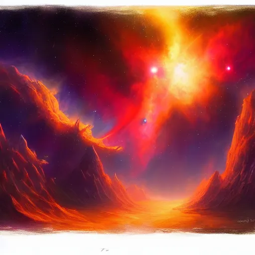 Prompt: a vast and beautiful nebula by tyler edlin