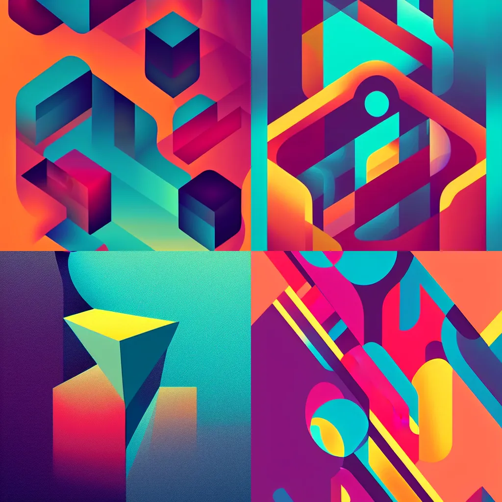 Prompt: abstract shapes by petros afshar, vector, illustration, soft gradients, very detailed