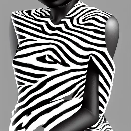 Prompt: : black human with white maze pattern skin all over hyper detailed art station  dalle2 3d render unity gigapixel  unrealengine trending on artstation,cinematic, hyper realism, high detail, octane render, 8k