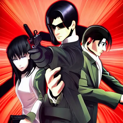 Image similar to neo matrix dodge bullets, anime key visual