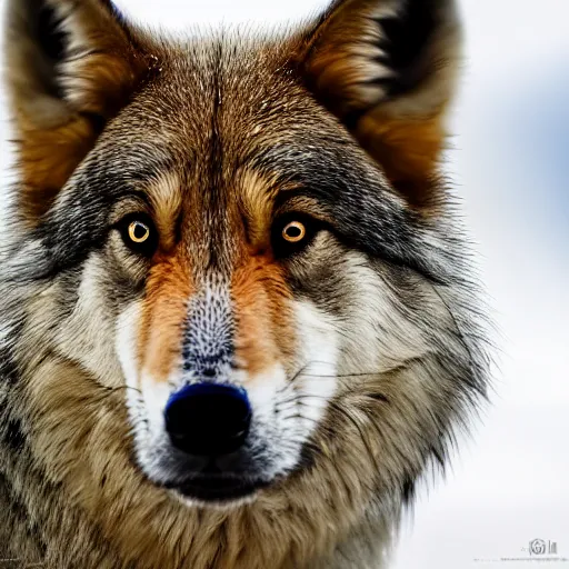 Prompt: professional photograph of a tibetan wolf, high quality, hd, 8 k, 4 k, magnificent, award - winning, nature, nature photography, awe - inspiring, highly detailed, amazing