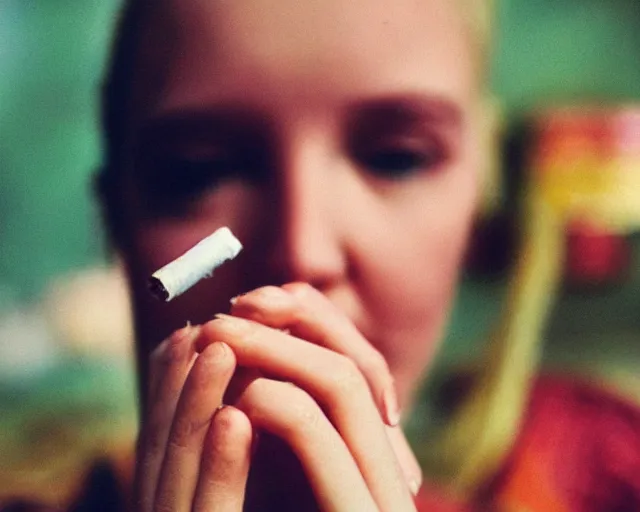 Image similar to a lomographic photo of woman hand with cigarette