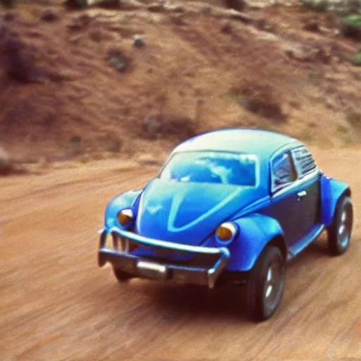 Prompt: a funky little blue beetle getting down on a bongo, film still, 3 5 mm, 1 9 7 6 movie return of the bongo beetle!