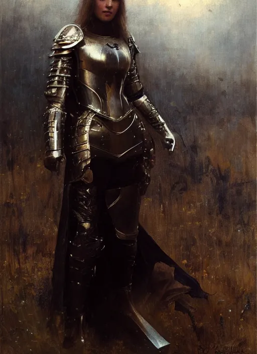 Prompt: young blonde woman wearing a simple black medieval armour, by gaston bussiere, bayard wu, greg rutkowski, giger, maxim verehin, greg rutkowski, masterpiece, sharp focus, cinematic lightning