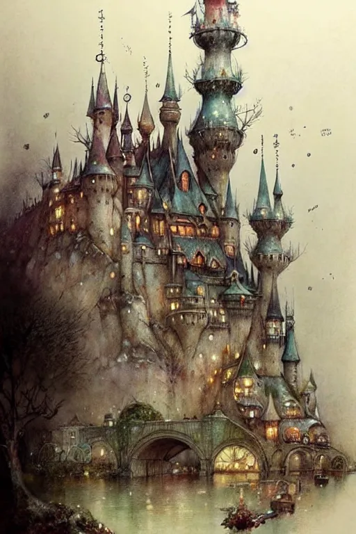 Image similar to (((((1950s fairy tale city . muted colors.))))) by Jean-Baptiste Monge !!!!!!!!!!!!!!!!!!!!!!!!!!!