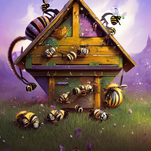 Prompt: bee home, hyper detailed, artstation, 8k