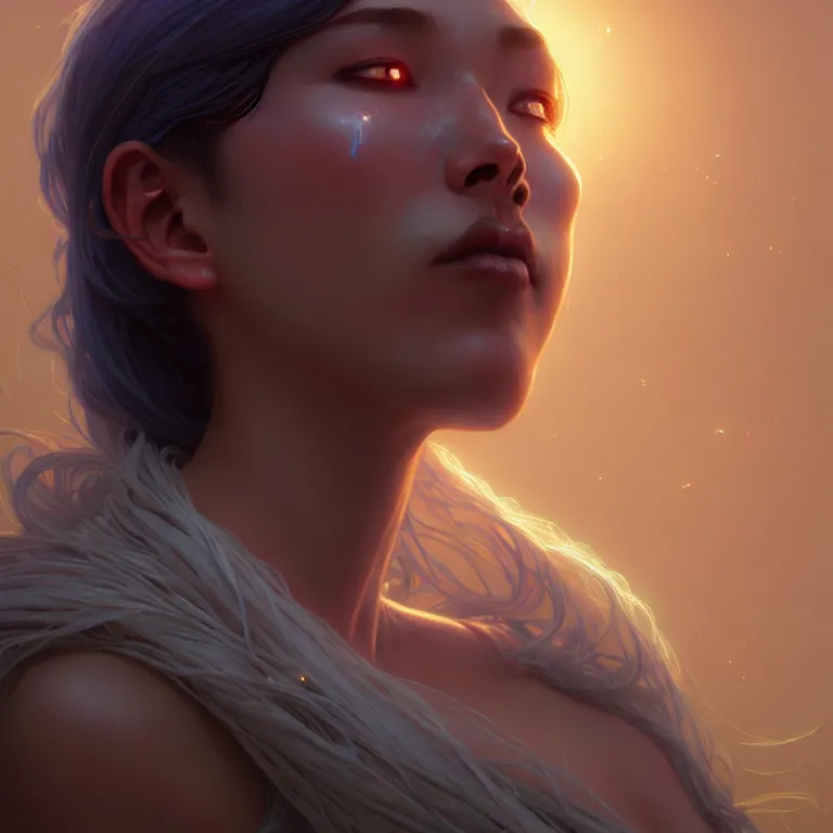 Image similar to crying goddess, tall, silver skin, illustration, cinematic lighting, 8 k, d & d, frostbite 3 engine, dof, artstation, tangled, digital art, twilight ray, art by tsuyoshi nagano, greg rutkowski, artgerm, alphonse mucha