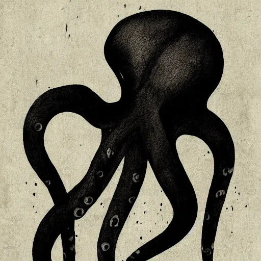 Prompt: grunge drawing of an octopus in the style of the grudge | horror themed