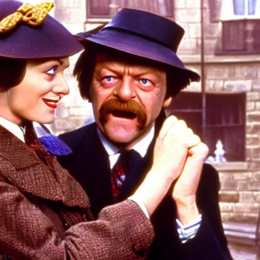 Image similar to Sean Bean as Bert in Mary Poppins, movie still, photograph