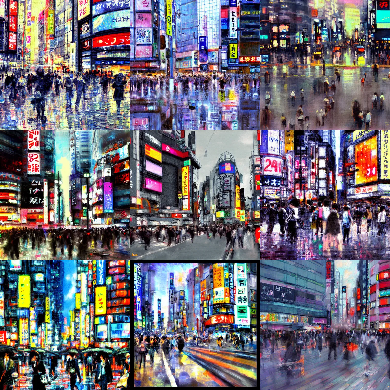 Prompt: Shibuya 2048, impressionist painting