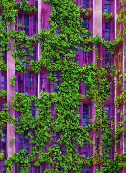 Prompt: brutalist buildings covered in colorful vines and flowers by Denys Lasdun and William Morris, artstation