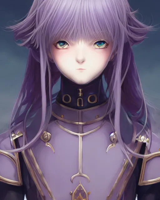 Image similar to symmetrical cantered portrait Violet Evergarden as a fantasy paladin, cute-fine-face, pretty face, realistically shaded, Perfect face, fine details. Anime, realistic shaded lighting by Ilya Kuvshinov, katsuhiro otomo, ghost-in-the-shell, magali villeneuve, artgerm, rutkowski, WLOP Jeremy Lipkin, Giuseppe Dangelico Pino, Michael Garmash, Rob Rey