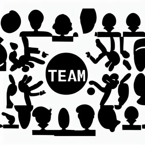 Image similar to team of 8 happy people, pictogram, white background