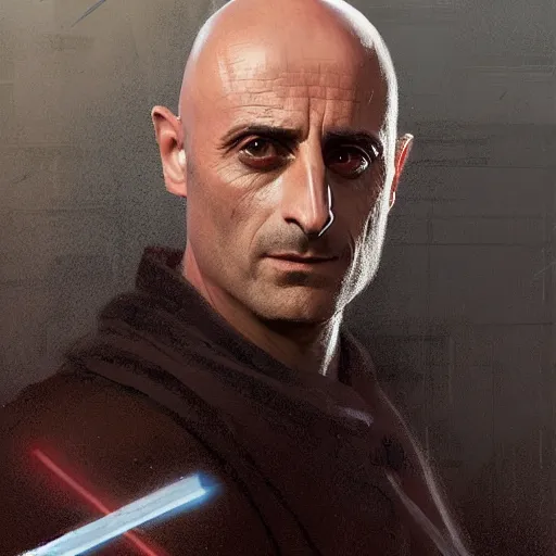 Image similar to A portrait of mark strong as a sith acolyrte in star wars, art by greg rutkowski, matte painting, trending on artstation