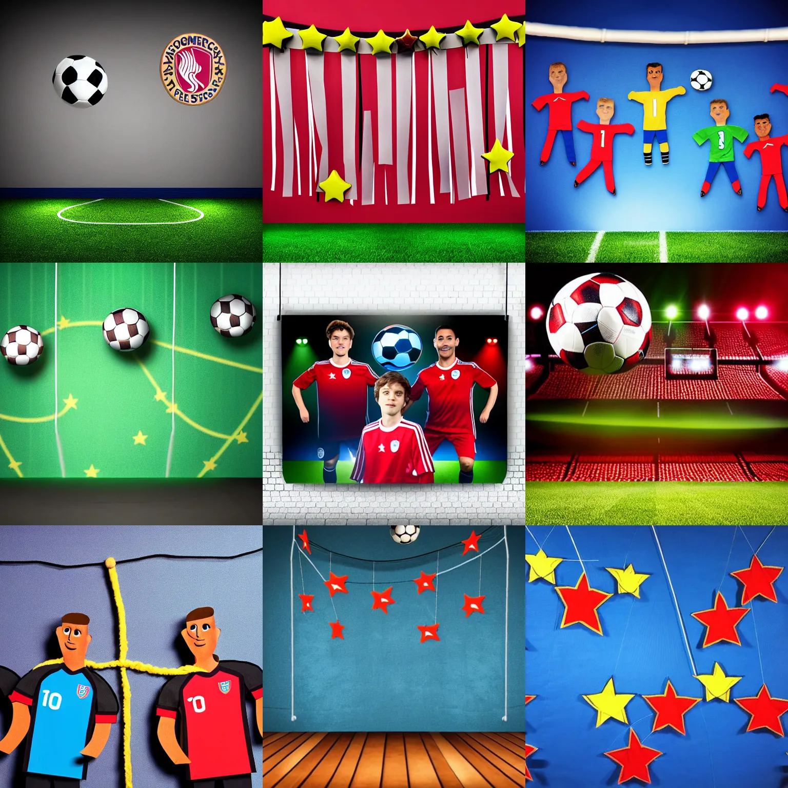 Prompt: string puppets of Premiers League soccer all stars, studio lighting, random wall or scenery background