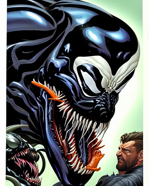 Image similar to a portrait of Venom by Javier Garron, Clayton Crain and Gerardo Sandoval