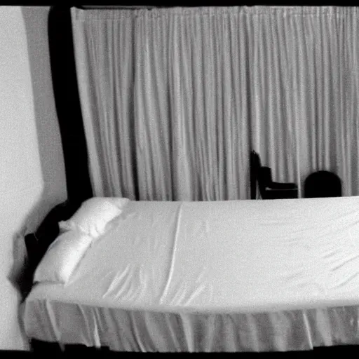 Image similar to security camera footage of ghosts made out of bed sheets