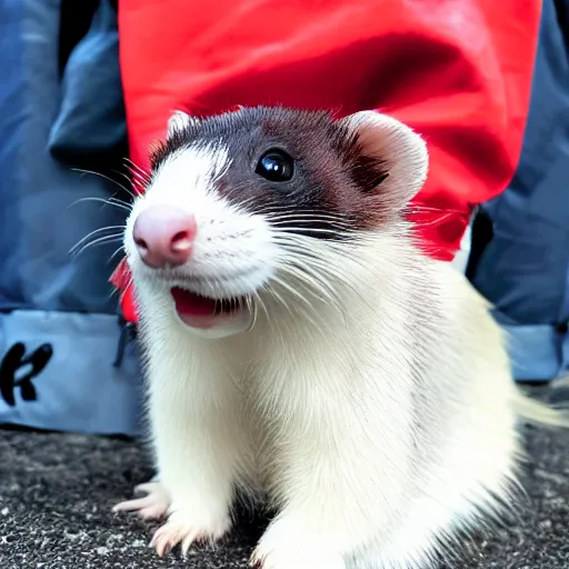 Prompt: A ferret wearing hypebeast clothing