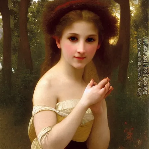 Prompt: A portrait of a fox in a dress by William-Adolph Bouguereau