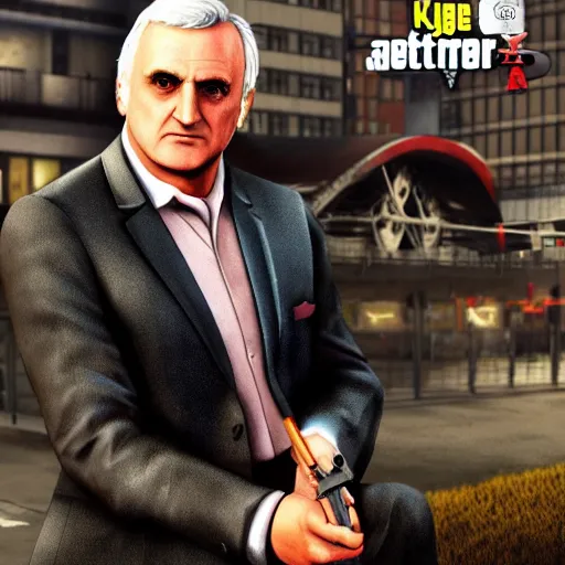 Prompt: Bertie Ahern GTA V key art