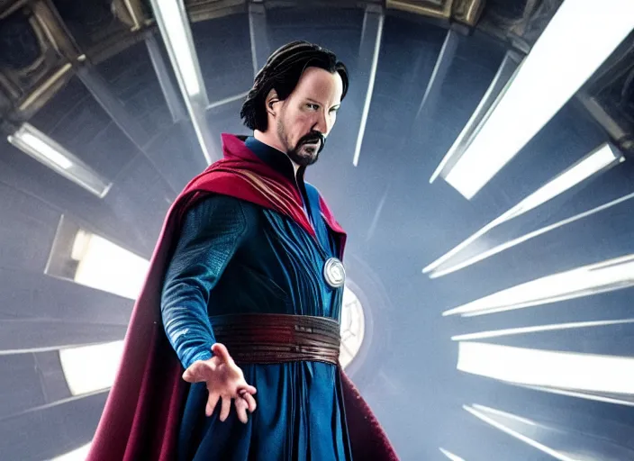 Image similar to movie still of keanu reeves as doctor strange