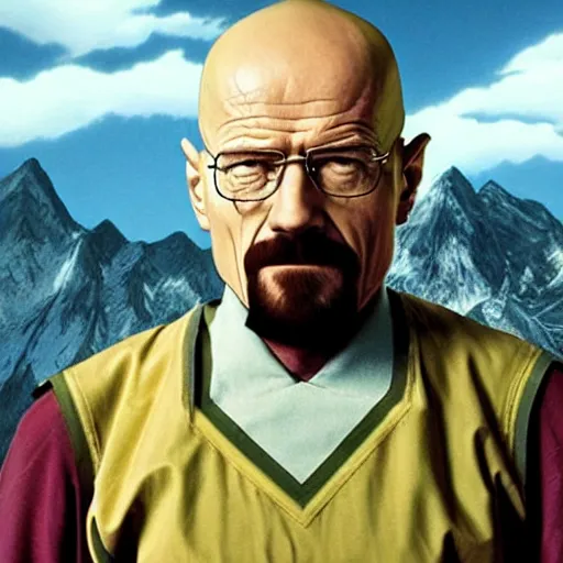 Image similar to Walter White in Avatar the Last Airbender, real photograph, screenshot from a movie