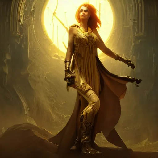 Image similar to lilith, posing heroically, heavenly, full body close-up shot, elegant, realistic character concept, high fantasy, perfect lighting, light atmosphere, golden ratio, cinematic lighting, hyperdetailed, high resolution, insanely detailed and intricate, artstation, Marc Simonetti, Greg Rutkowski, octane render, 8k