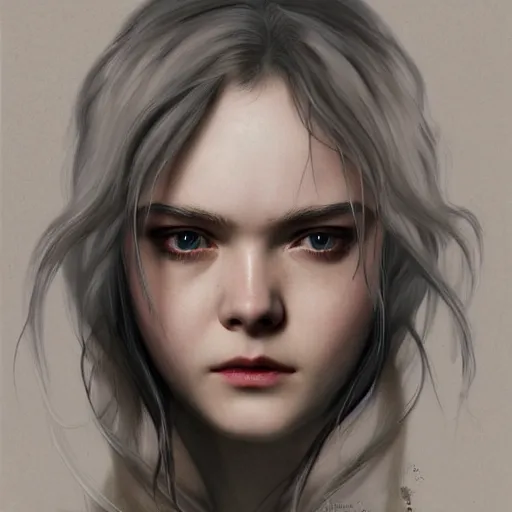 Prompt: elle fanning as a vampire in metal gear solid and death stranding, heavy rain, wind, thunder, reflections, deep focus, d & d, fantasy, intricate, elegant, highly detailed, digital painting, artstation, concept art, matte, sharp focus, illustration, hearthstone, art by artgerm and greg rutkowski and alphonse mucha