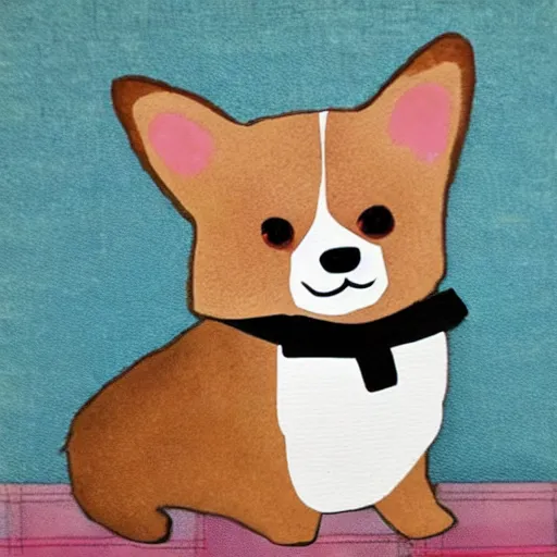 Prompt: adorable corgi puppy, layered paper