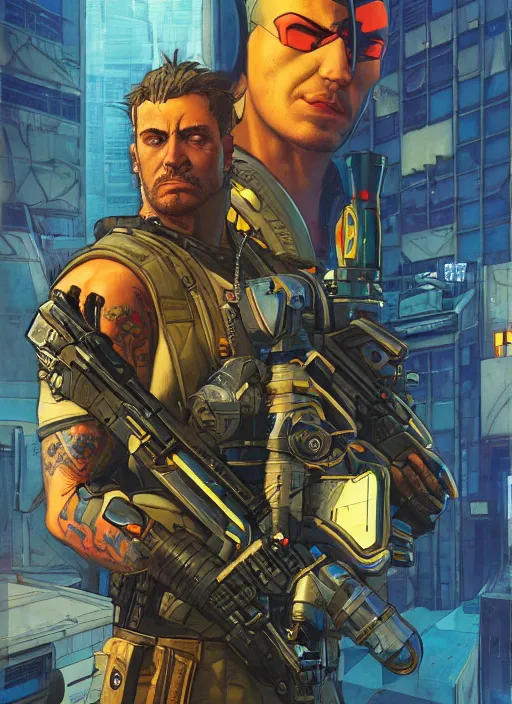 Prompt: cyberpunk mercenary. portrait by john philip falter and will eisner and gil elvgren and pixar. realistic proportions. overwatch, cyberpunk 2 0 7 7, blade runner 2 0 4 9 concept art. cel shading. thick lines.