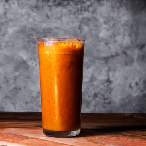 Image similar to thai tea boba on a rustic table with white background hd photograph