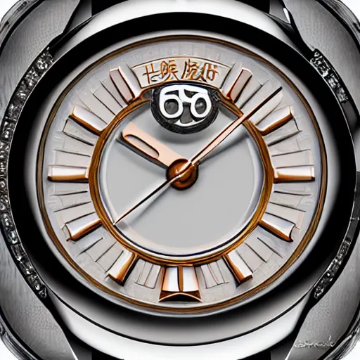 Prompt: hyper realistic watch face macro chinese numerals, van cleef and arpels, photorealistic, photograph, macro